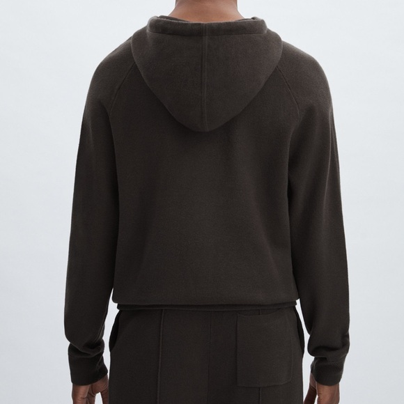 Paige Drawstring Dark Gray Knitted Hoodie in Large - Picture 5 of 8